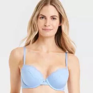🥳 3/$26 Auden ~ The Daydream Blue Lace Demi Underwire Bra Sz 34D